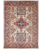 Kazak 4' 9" X 6' 7" Hand-Knotted Wool Rug 4' 9" X 6' 7" (145 X 201) / Ivory / Red