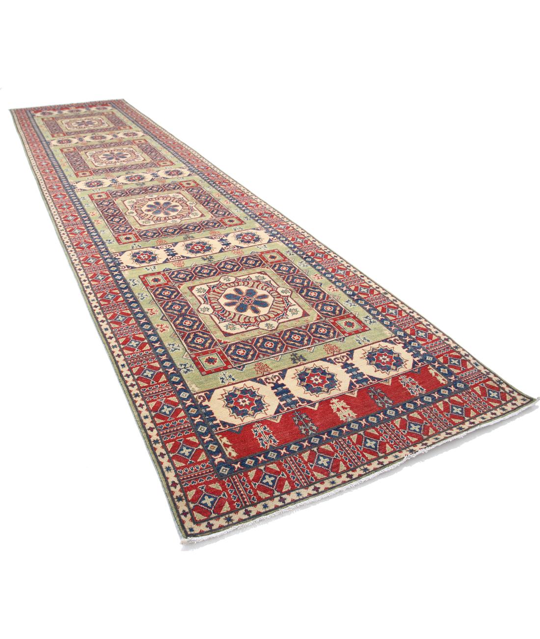 Kazak 4' 10" X 19' 4" Hand-Knotted Wool Rug 4' 10" X 19' 4" (147 X 589) / Red / Ivory