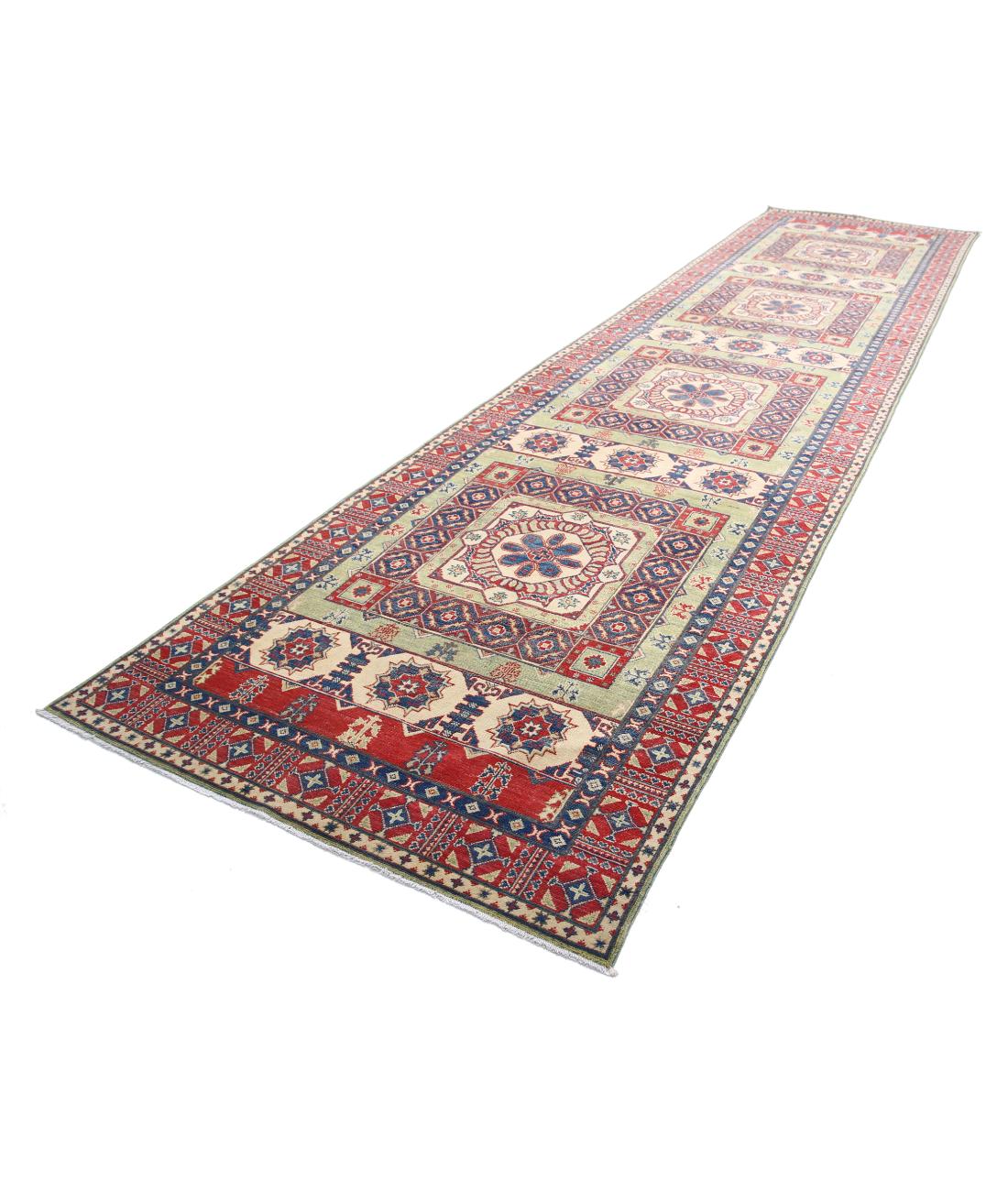 Kazak 4' 10" X 19' 4" Hand-Knotted Wool Rug 4' 10" X 19' 4" (147 X 589) / Red / Ivory