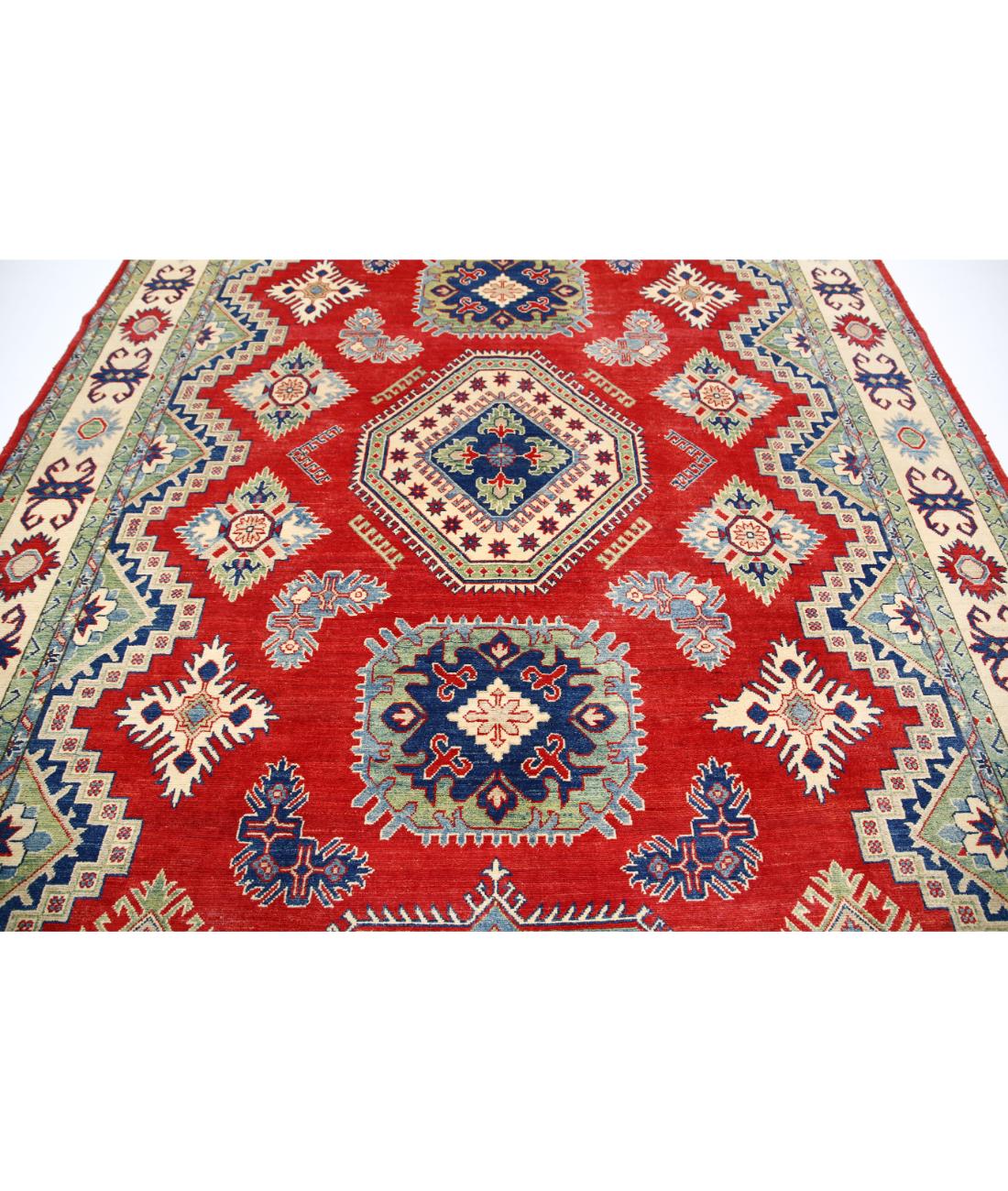 Kazak 8' 6" X 12' 4" Hand-Knotted Wool Rug 8' 6" X 12' 4" (259 X 376) / Red / Ivory