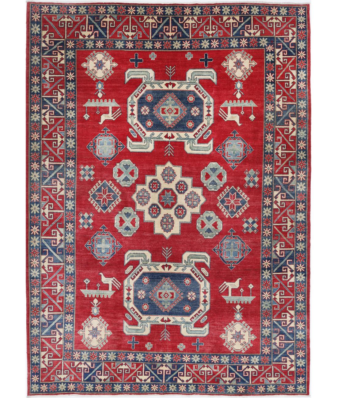 Kazak 8' 4" X 11' 6" Hand-Knotted Wool Rug 8' 4" X 11' 6" (254 X 351) / Red / Blue