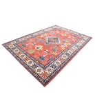 Kazak 6' 9" X 9' 9" Hand-Knotted Wool Rug 6' 9" X 9' 9" (206 X 297) / Red / Ivory