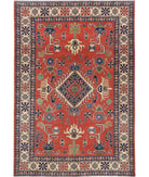 Kazak 6' 9" X 9' 9" Hand-Knotted Wool Rug 6' 9" X 9' 9" (206 X 297) / Red / Ivory