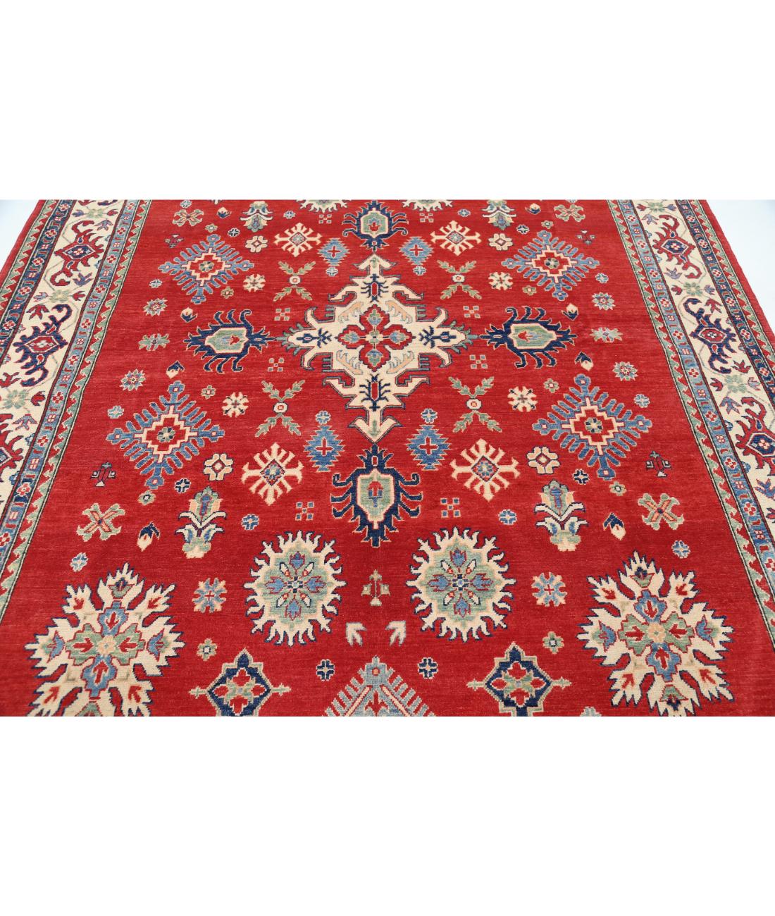 Kazak 8' 0" X 9' 9" Hand-Knotted Wool Rug 8' 0" X 9' 9" (244 X 297) / Red / Ivory