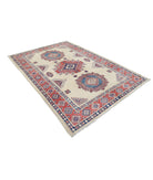 Kazak 6' 3" X 9' 2" Hand-Knotted Wool Rug 6' 3" X 9' 2" (191 X 279) / Ivory / Red