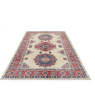 Kazak 6' 3" X 9' 2" Hand-Knotted Wool Rug 6' 3" X 9' 2" (191 X 279) / Ivory / Red