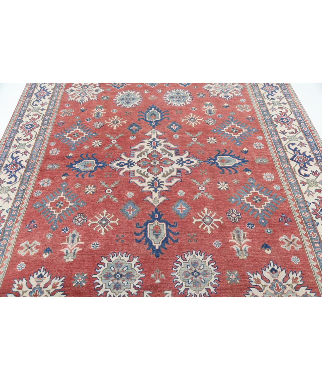 Kazak 7' 4" X 9' 3" Hand-Knotted Wool Rug 7' 4" X 9' 3" (224 X 282) / Red / Ivory