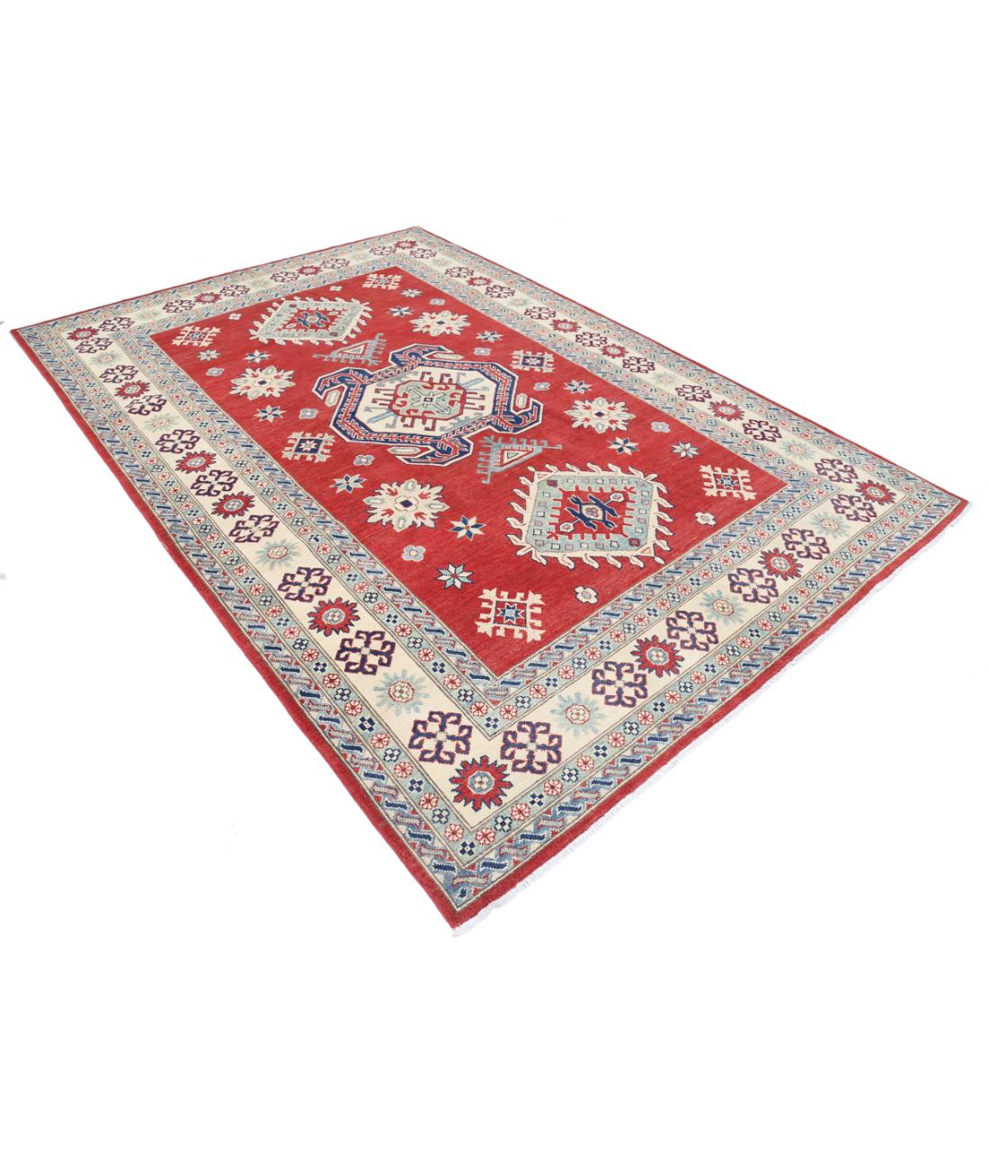 Kazak 6' 9" X 9' 9" Hand-Knotted Wool Rug 6' 9" X 9' 9" (206 X 297) / Red / Ivory