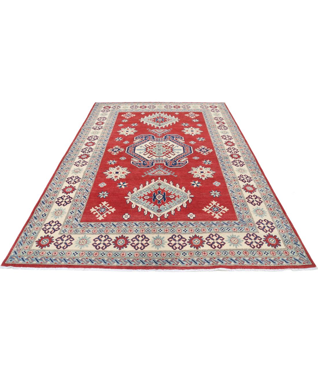 Kazak 6' 9" X 9' 9" Hand-Knotted Wool Rug 6' 9" X 9' 9" (206 X 297) / Red / Ivory