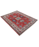 Kazak 4' 11" X 6' 4" Hand-Knotted Wool Rug 4' 11" X 6' 4" (150 X 193) / Red / Ivory