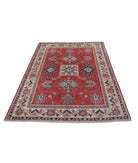 Kazak 4' 11" X 6' 4" Hand-Knotted Wool Rug 4' 11" X 6' 4" (150 X 193) / Red / Ivory