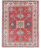 Kazak 4' 11" X 6' 4" Hand-Knotted Wool Rug 4' 11" X 6' 4" (150 X 193) / Red / Ivory