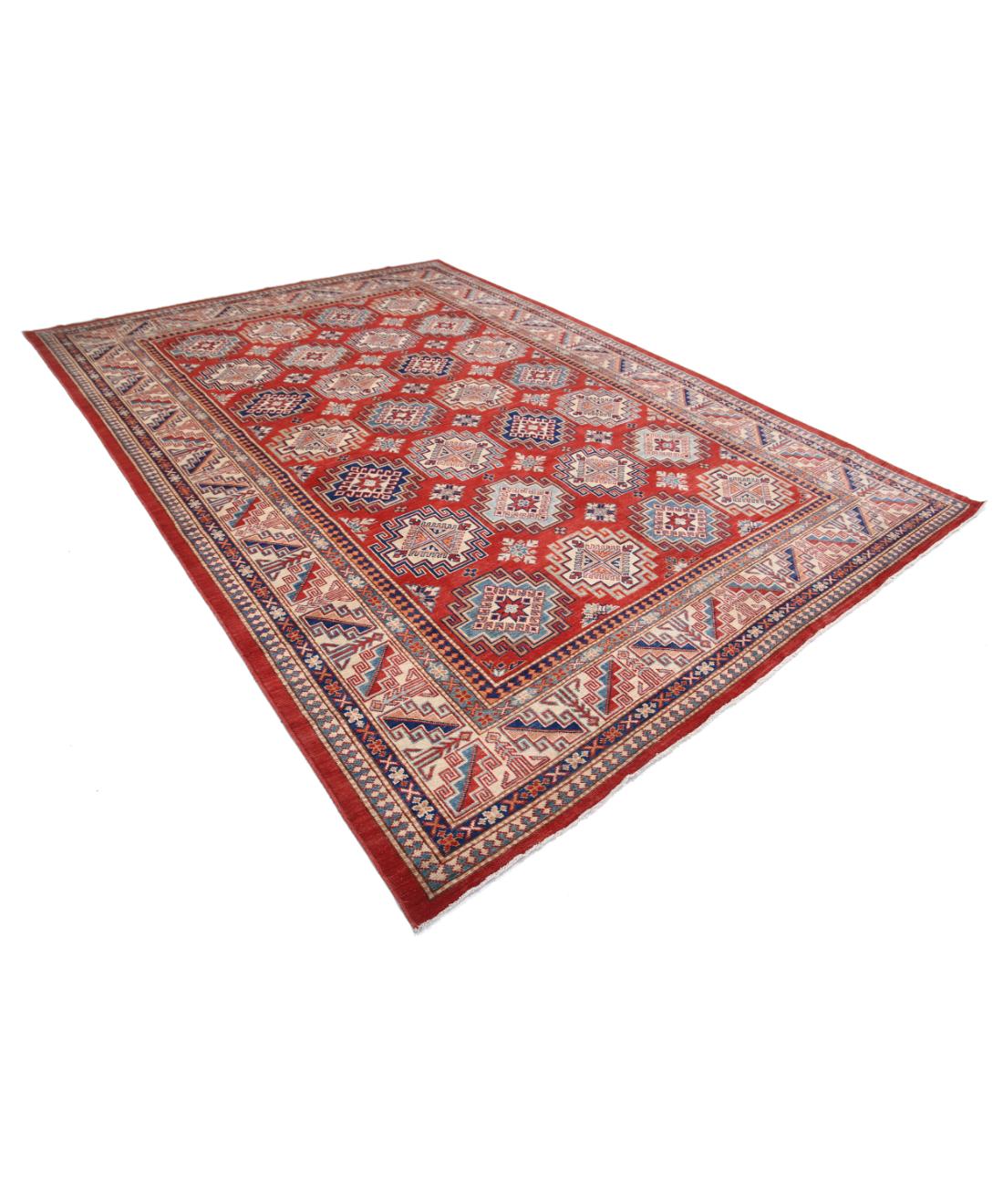 Kazak 8' 2" X 11' 3" Hand-Knotted Wool Rug 8' 2" X 11' 3" (249 X 343) / Red / Ivory