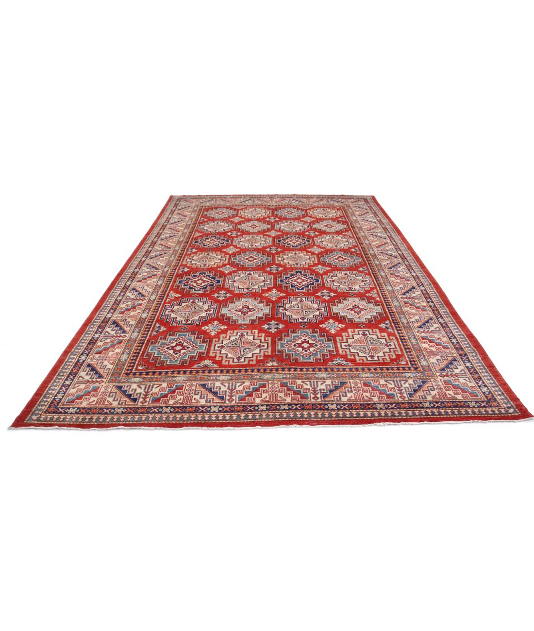 Kazak 8' 2" X 11' 3" Hand-Knotted Wool Rug 8' 2" X 11' 3" (249 X 343) / Red / Ivory