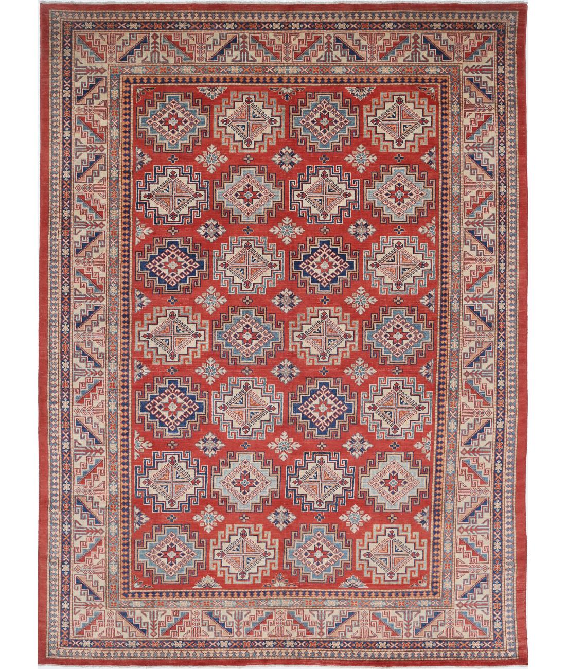 Kazak 8' 2" X 11' 3" Hand-Knotted Wool Rug 8' 2" X 11' 3" (249 X 343) / Red / Ivory