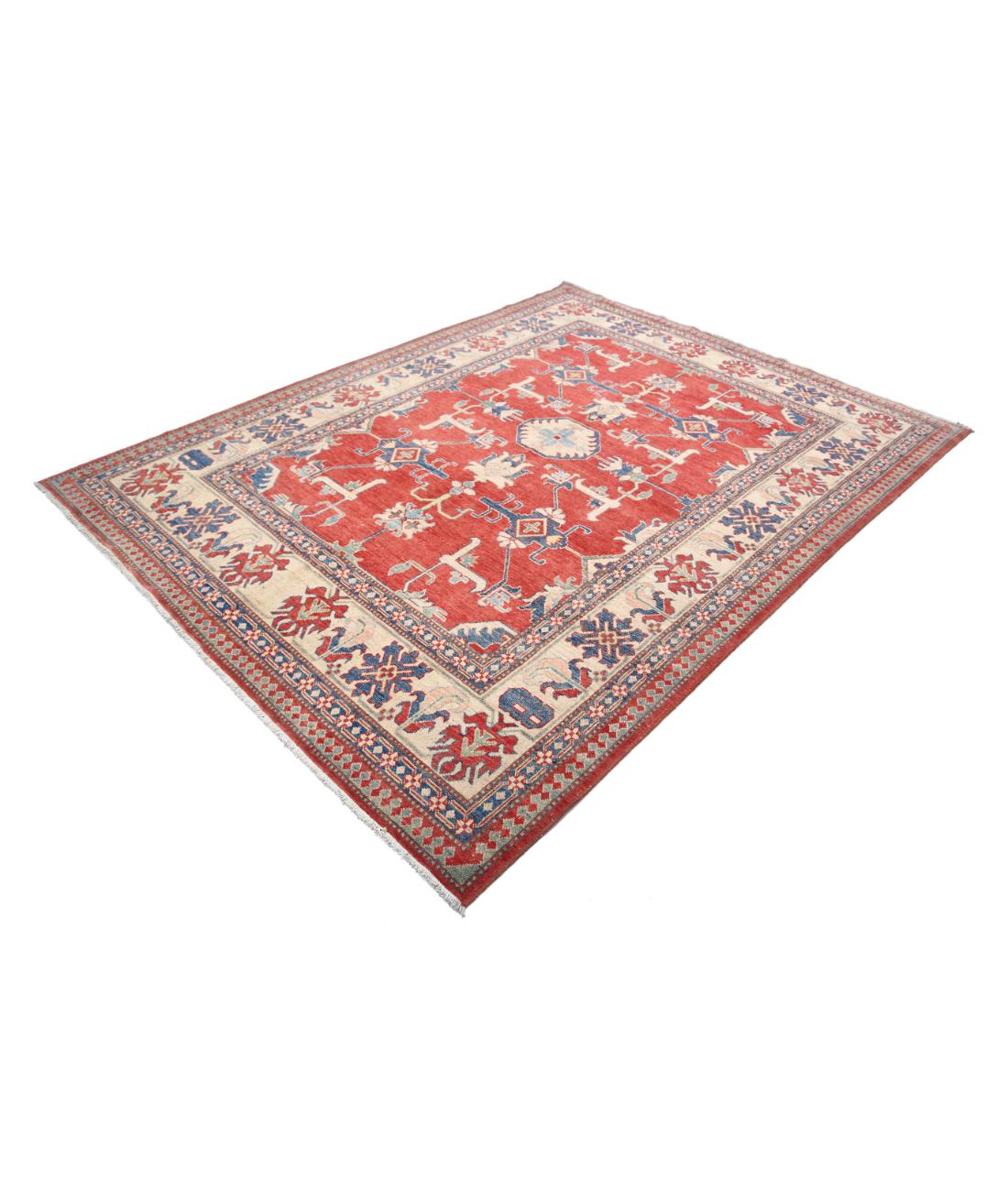 Kazak 6' 9" X 8' 9" Hand-Knotted Wool Rug 6' 9" X 8' 9" (206 X 267) / Red / Ivory