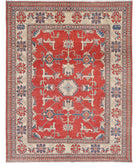 Kazak 6' 9" X 8' 9" Hand-Knotted Wool Rug 6' 9" X 8' 9" (206 X 267) / Red / Ivory