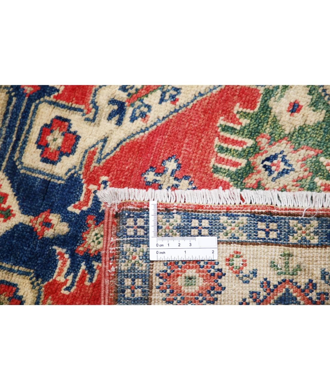 Kazak 2' 10" X 4' 8" Hand-Knotted Wool Rug 2' 10" X 4' 8" (86 X 142) / Red / Ivory