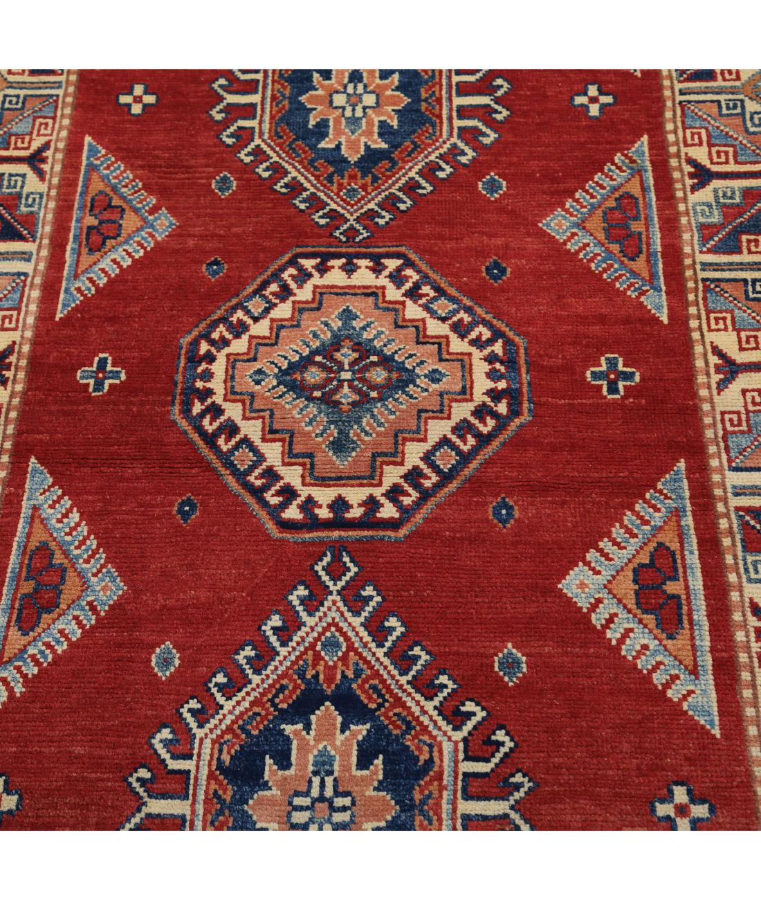 Kazak 3' 5" X 5' 2" Hand-Knotted Wool Rug 3' 5" X 5' 2" (104 X 157) / Red / Ivory