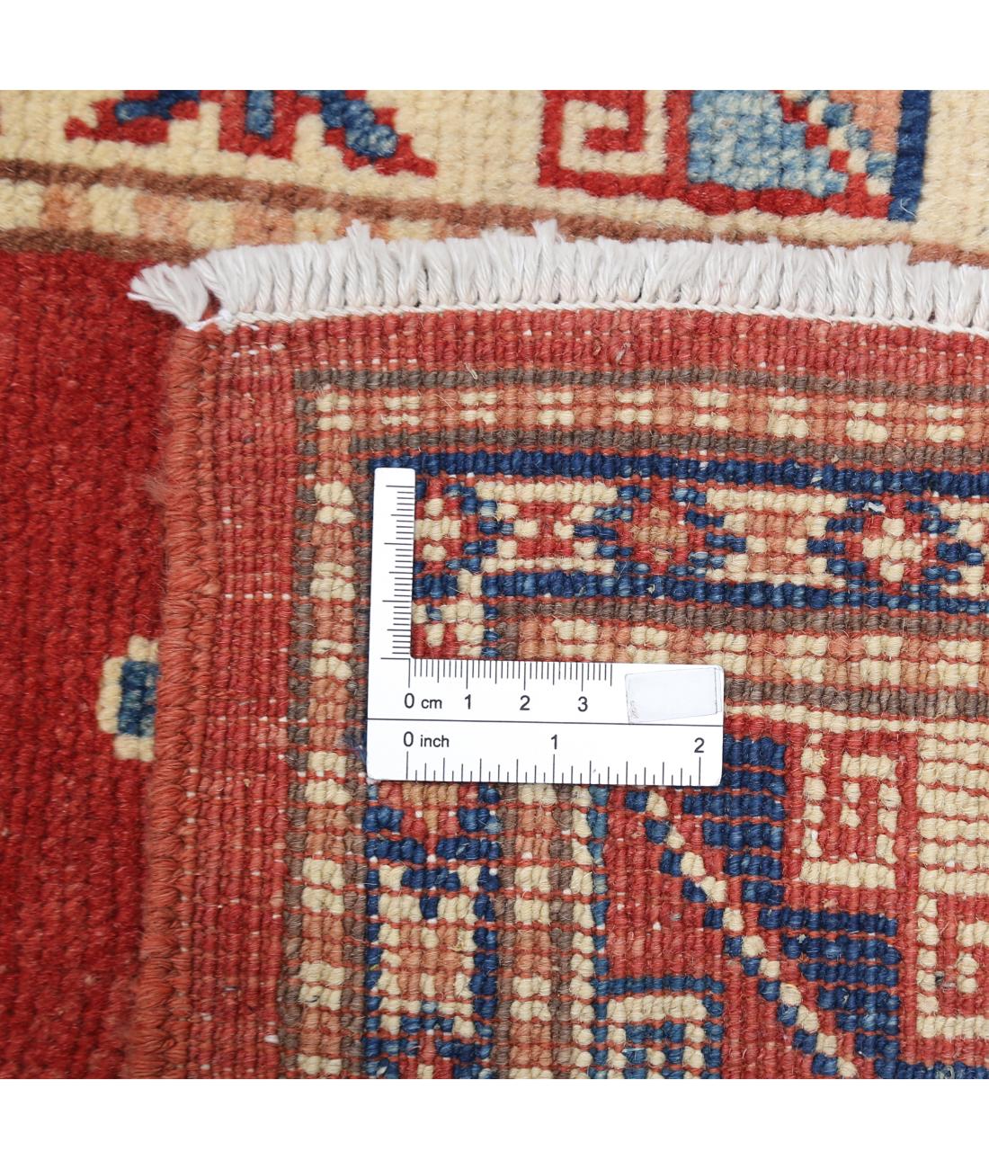 Kazak 3' 5" X 5' 2" Hand-Knotted Wool Rug 3' 5" X 5' 2" (104 X 157) / Red / Ivory