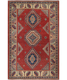 Kazak 3' 5" X 5' 2" Hand-Knotted Wool Rug 3' 5" X 5' 2" (104 X 157) / Red / Ivory