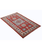 Kazak 3' 0" X 4' 10" Hand-Knotted Wool Rug 3' 0" X 4' 10" (91 X 147) / Red / Ivory