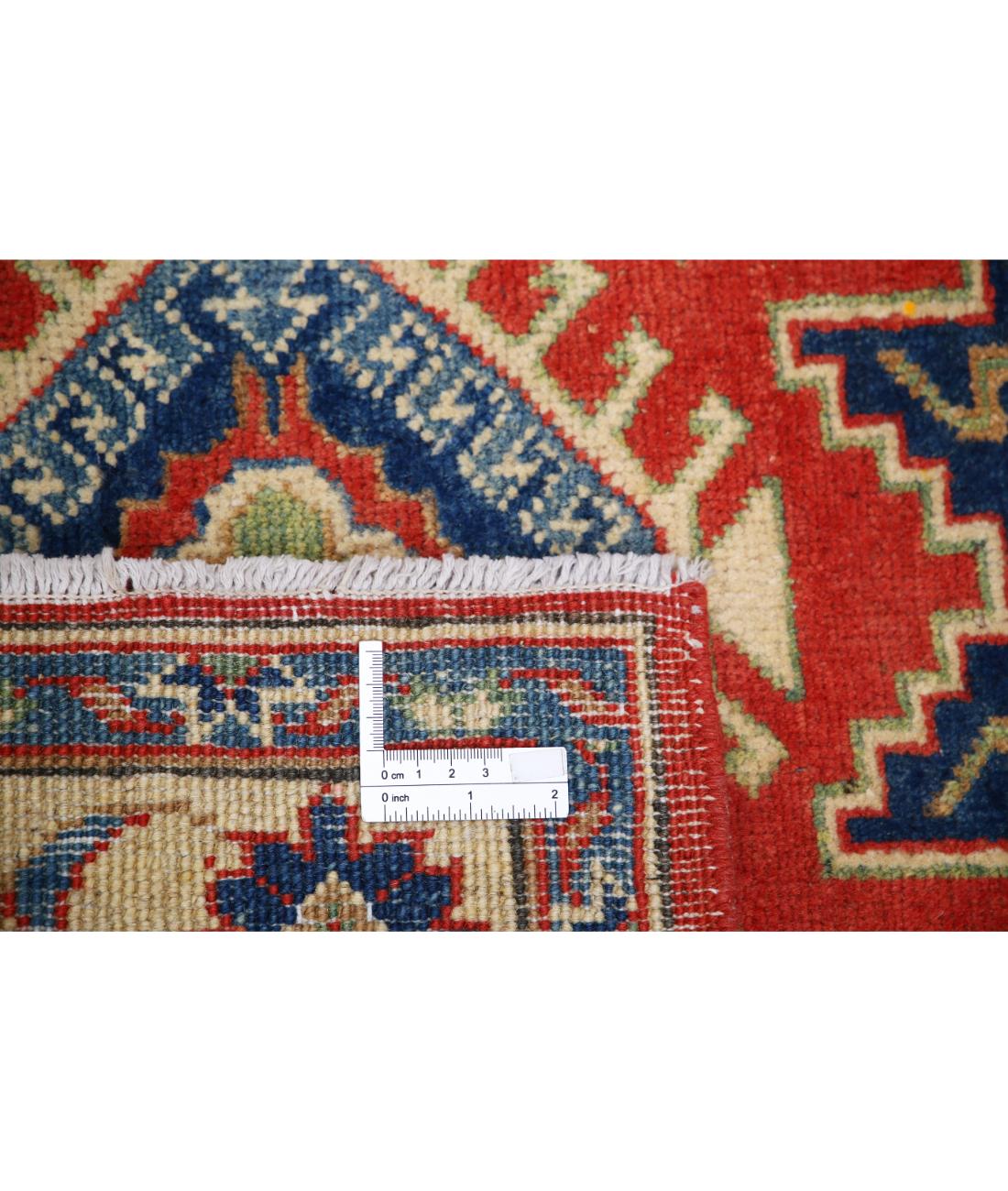 Kazak 3' 2" X 4' 10" Hand-Knotted Wool Rug 3' 2" X 4' 10" (97 X 147) / Red / Ivory