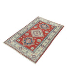 Kazak 2' 9" X 4' 7" Hand-Knotted Wool Rug 2' 9" X 4' 7" (84 X 140) / Red / Ivory