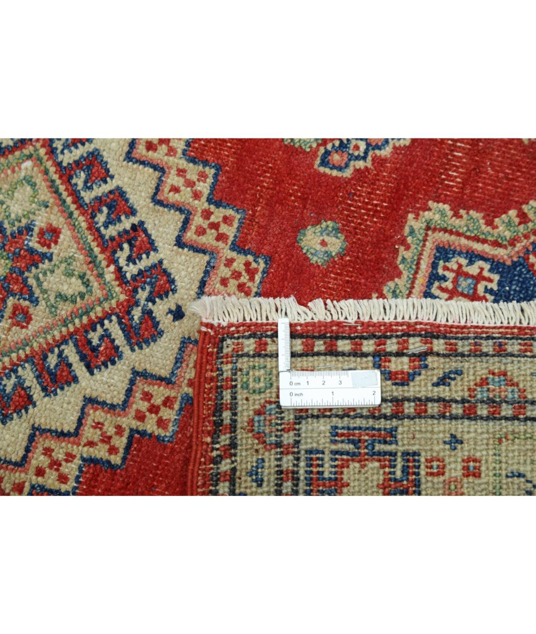 Kazak 2' 9" X 4' 7" Hand-Knotted Wool Rug 2' 9" X 4' 7" (84 X 140) / Red / Ivory