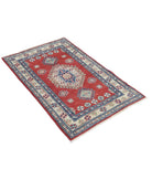 Kazak 2' 6" X 3' 11" Hand-Knotted Wool Rug 2' 6" X 3' 11" (76 X 119) / Red / Ivory