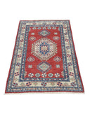 Kazak 2' 6" X 3' 11" Hand-Knotted Wool Rug 2' 6" X 3' 11" (76 X 119) / Red / Ivory