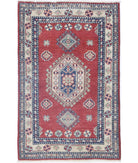 Kazak 2' 6" X 3' 11" Hand-Knotted Wool Rug 2' 6" X 3' 11" (76 X 119) / Red / Ivory