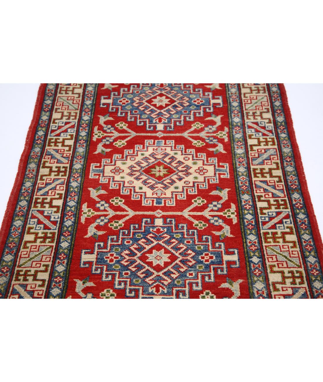 Kazak 3' 1" X 4' 10" Hand-Knotted Wool Rug 3' 1" X 4' 10" (94 X 147) / Red / Ivory