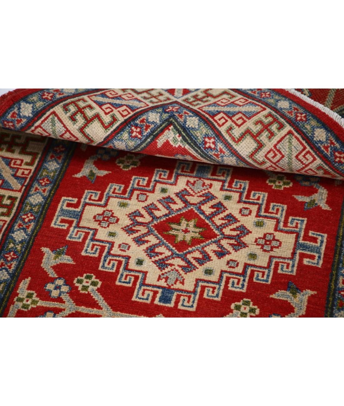 Kazak 3' 1" X 4' 10" Hand-Knotted Wool Rug 3' 1" X 4' 10" (94 X 147) / Red / Ivory