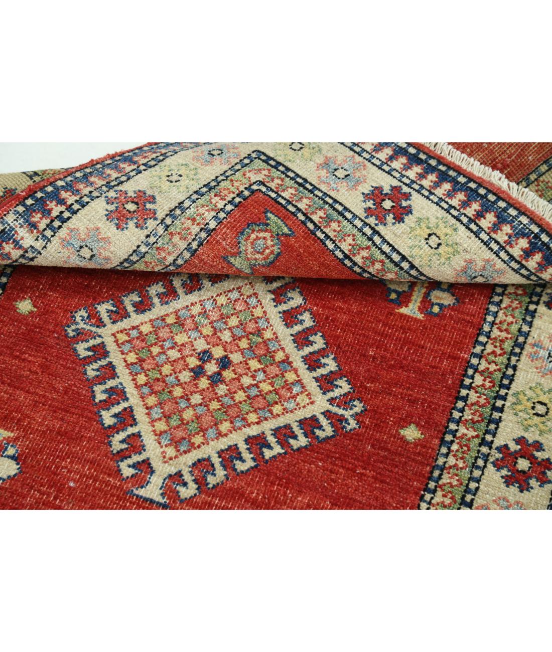 Kazak 2' 10" X 4' 8" Hand-Knotted Wool Rug 2' 10" X 4' 8" (86 X 142) / Red / Ivory