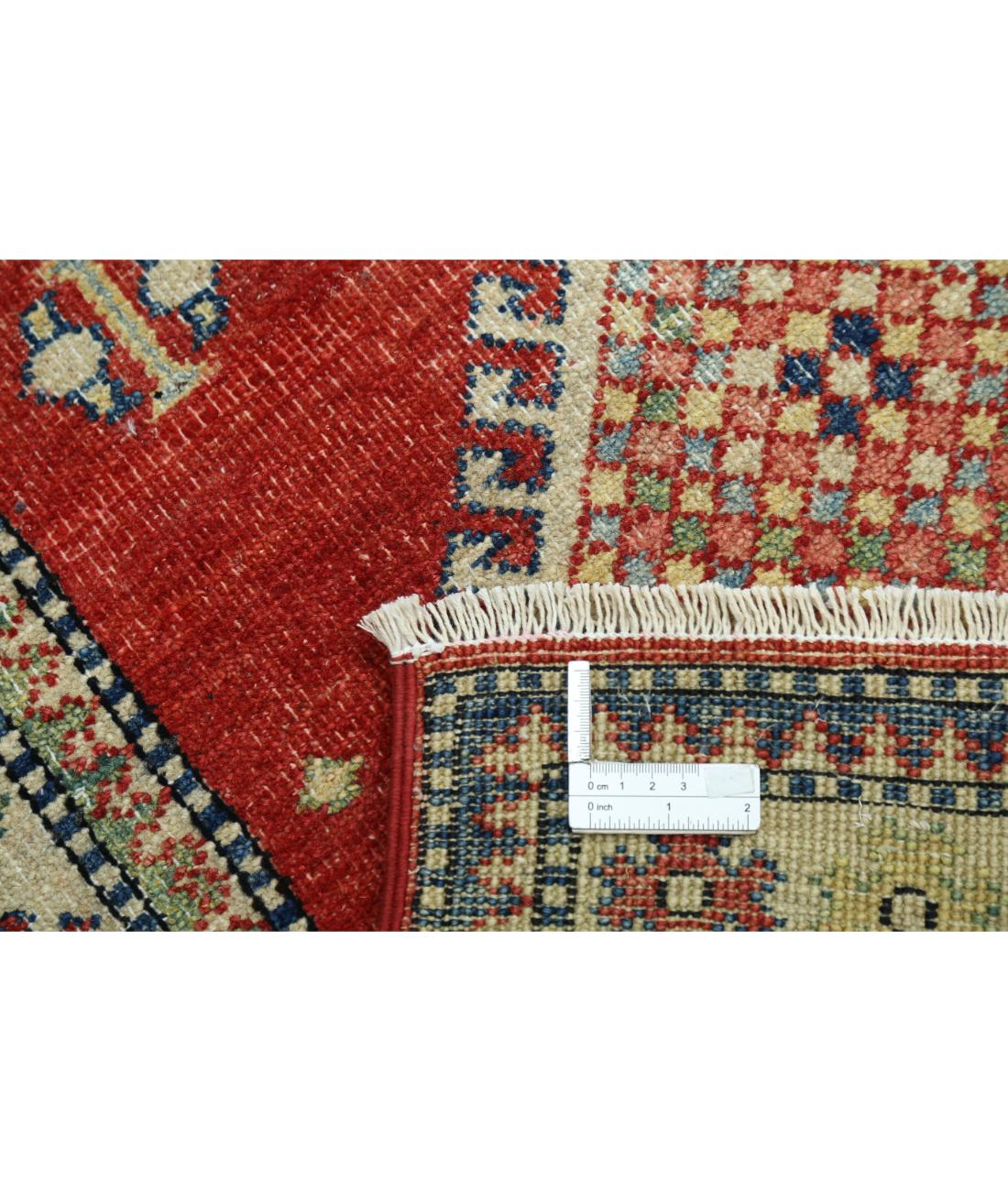 Kazak 2' 10" X 4' 8" Hand-Knotted Wool Rug 2' 10" X 4' 8" (86 X 142) / Red / Ivory