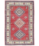 Kazak 2' 10" X 4' 7" Hand-Knotted Wool Rug 2' 10" X 4' 7" (86 X 140) / Red / Ivory