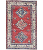 Kazak 2' 10" X 4' 10" Hand-Knotted Wool Rug 2' 10" X 4' 10" (86 X 147) / Red / Ivory