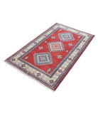 Kazak 2' 10" X 4' 8" Hand-Knotted Wool Rug 2' 10" X 4' 8" (86 X 142) / Red / Ivory