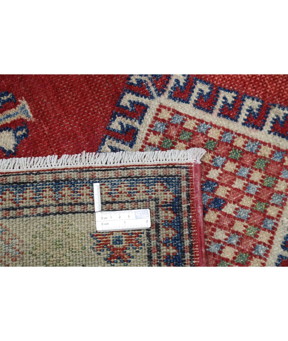 Kazak 2' 10" X 4' 8" Hand-Knotted Wool Rug 2' 10" X 4' 8" (86 X 142) / Red / Ivory