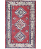 Kazak 2' 10" X 4' 8" Hand-Knotted Wool Rug 2' 10" X 4' 8" (86 X 142) / Red / Ivory