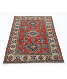 Kazak 3' 0" X 4' 10" Hand-Knotted Wool Rug 3' 0" X 4' 10" (91 X 147) / Red / Ivory