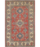 Kazak 3' 0" X 4' 10" Hand-Knotted Wool Rug 3' 0" X 4' 10" (91 X 147) / Red / Ivory