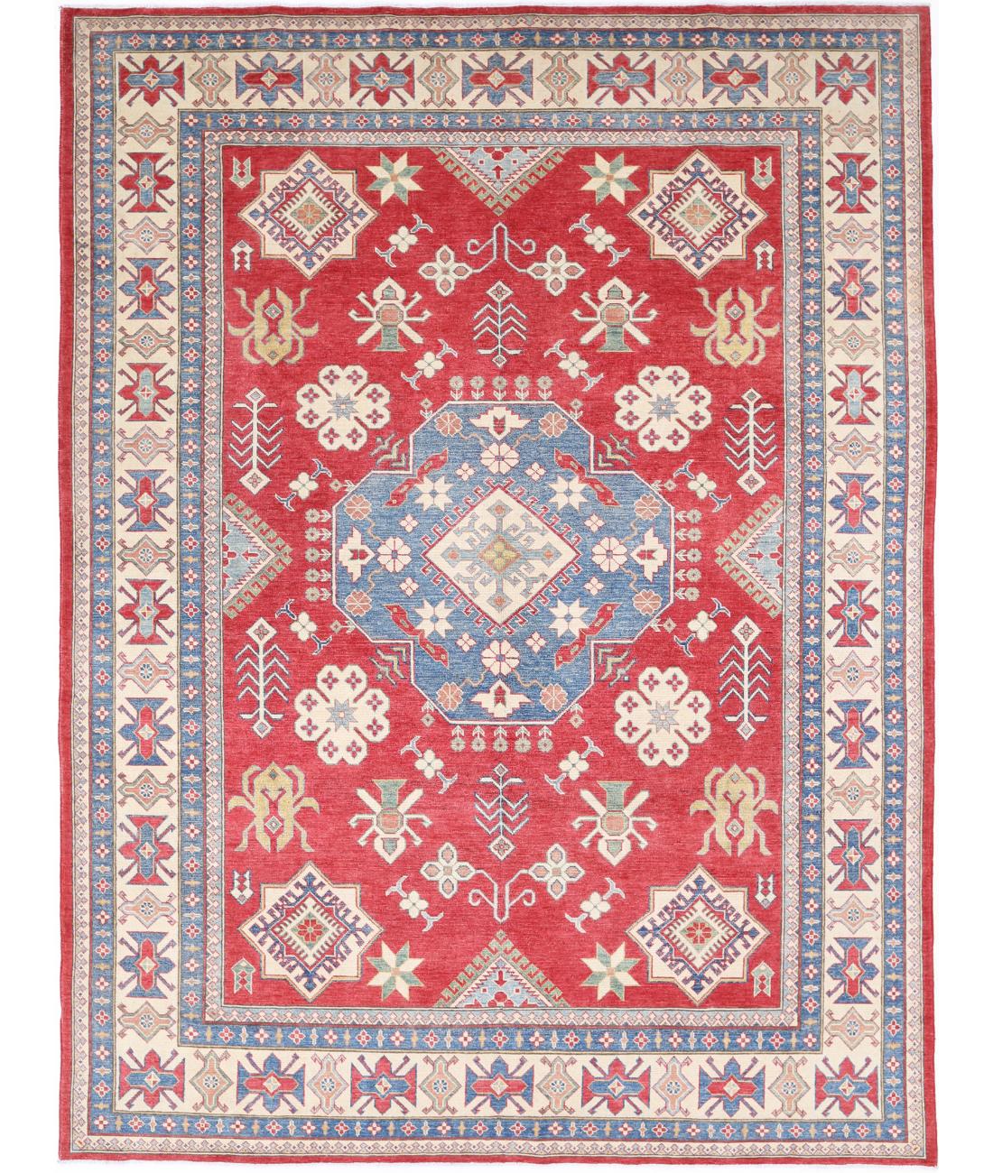 Kazak 9' 1" X 12' 4" Hand-Knotted Wool Rug 9' 1" X 12' 4" (277 X 376) / Red / Ivory