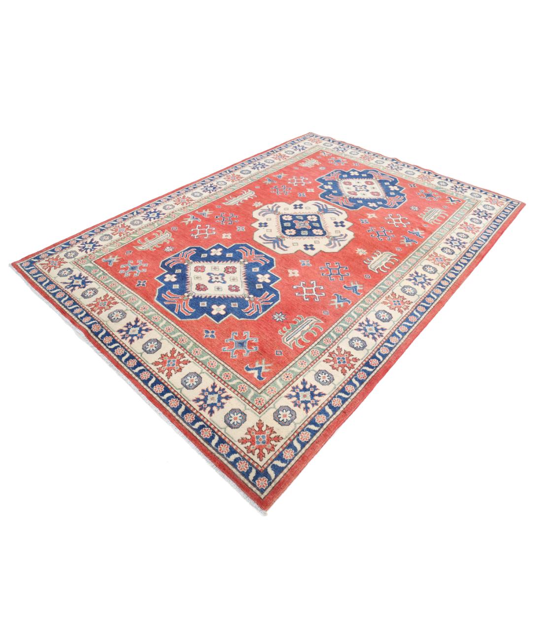 Kazak 6' 7" X 9' 4" Hand-Knotted Wool Rug 6' 7" X 9' 4" (201 X 284) / Red / Ivory