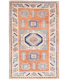 Kazak 3' 0" X 4' 11" Hand-Knotted Wool Rug 3' 0" X 4' 11" (91 X 150) / Orange / Ivory