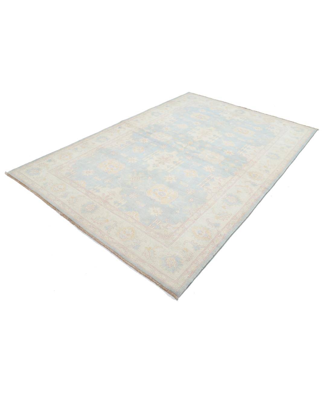 Kazak 6' 0" X 8' 9" Hand-Knotted Wool Rug 6' 0" X 8' 9" (183 X 267) / Blue / Ivory