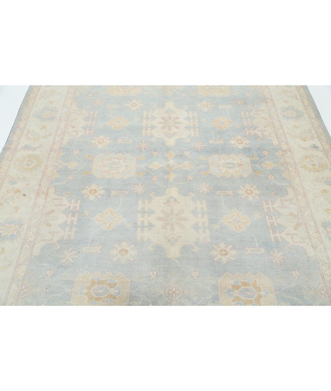 Kazak 6' 0" X 8' 9" Hand-Knotted Wool Rug 6' 0" X 8' 9" (183 X 267) / Blue / Ivory