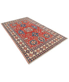 Kazak 5' 6" X 8' 10" Hand-Knotted Wool Rug 5' 6" X 8' 10" (168 X 269) / Red / Ivory