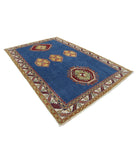 Kazak 7' 4" X 10' 10" Hand-Knotted Wool Rug 7' 4" X 10' 10" (224 X 330) / Blue / Ivory